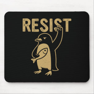 Grappige pinguïn verzet zich tegen pinguïns protes muismat