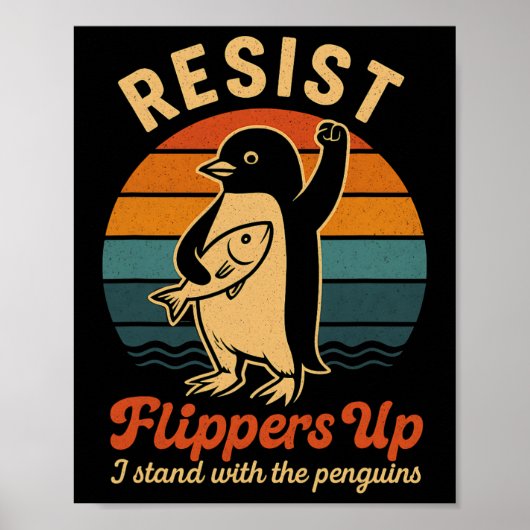 Grappige pinguïn verzet zich tegen pinguïns protes poster (Voorkant)