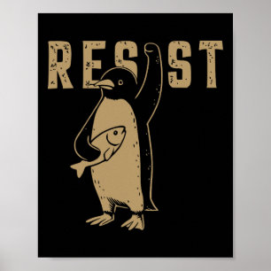 Grappige pinguïn verzet zich tegen pinguïns protes poster