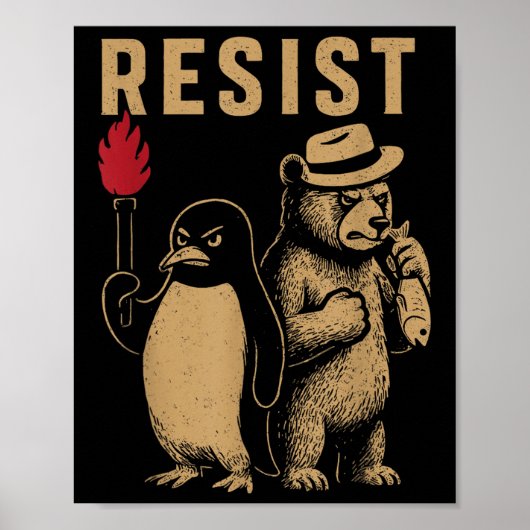 Grappige pinguïn verzet zich tegen pinguïns protes poster (Voorkant)