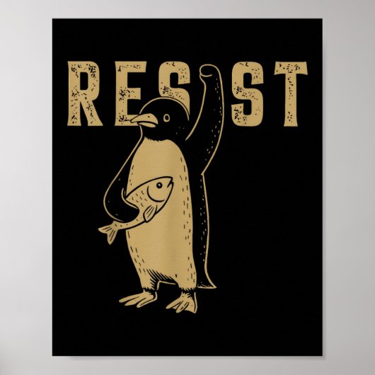 Grappige pinguïn verzet zich tegen pinguïns protes poster (Voorkant)