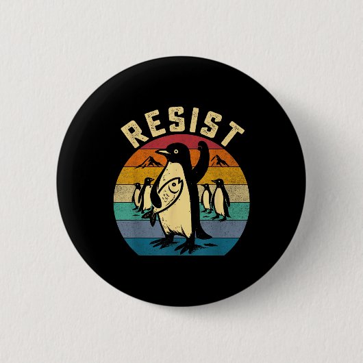 Grappige pinguïn verzet zich tegen pinguïns protes ronde button 5,7 cm (Voorkant)