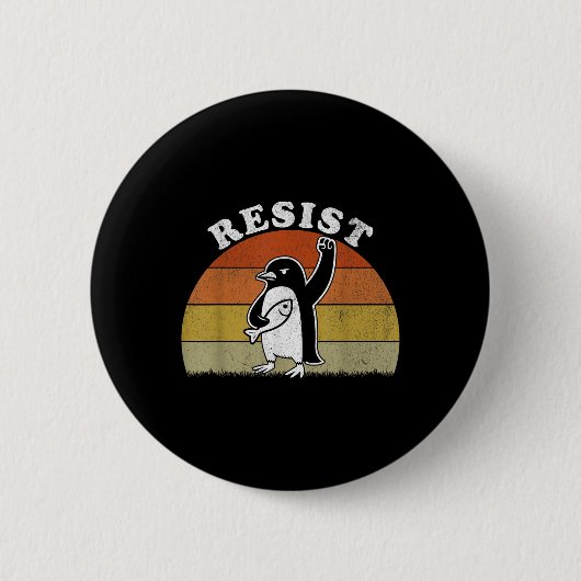 Grappige pinguïn verzet zich tegen pinguïns protes ronde button 5,7 cm (Voorkant)