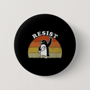 Grappige pinguïn verzet zich tegen pinguïns protes ronde button 5,7 cm