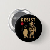 Grappige pinguïn verzet zich tegen pinguïns protes ronde button 5,7 cm (Voorkant /achterkant)