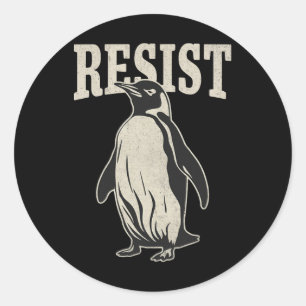 Grappige pinguïn verzet zich tegen pinguïns protes ronde sticker