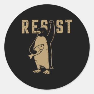 Grappige pinguïn verzet zich tegen pinguïns protes ronde sticker