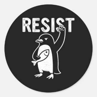 Grappige pinguïn verzet zich tegen pinguïns protes ronde sticker