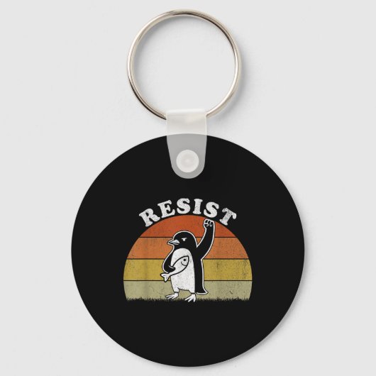 Grappige pinguïn verzet zich tegen pinguïns protes sleutelhanger (Voorkant)