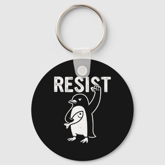 Grappige pinguïn verzet zich tegen pinguïns protes sleutelhanger (Voorkant)