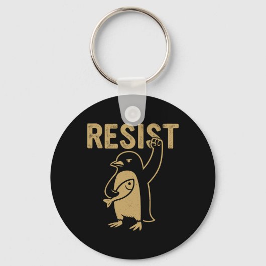 Grappige pinguïn verzet zich tegen pinguïns protes sleutelhanger (Voorkant)