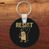 Grappige pinguïn verzet zich tegen pinguïns protes sleutelhanger (Voorkant)