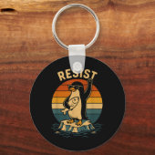Grappige pinguïn verzet zich tegen pinguïns protes sleutelhanger (Voorkant)