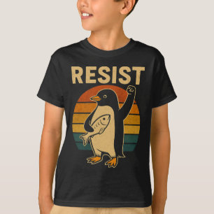 Grappige pinguïn verzet zich tegen pinguïns protes t-shirt