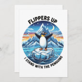 Grappige pinguïn verzet zich tegen protest tegen t feestdagenkaart (Voorkant / Achterkant)