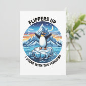 Grappige pinguïn verzet zich tegen protest tegen t feestdagenkaart (Staand voorkant)