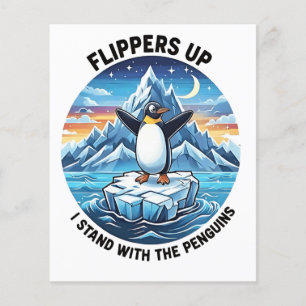 Grappige pinguïn verzet zich tegen protest tegen t flyer