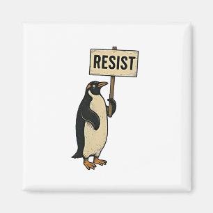 Grappige pinguïn verzet zich tegen protest tegen t magneet