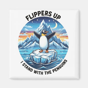 Grappige pinguïn verzet zich tegen protest tegen t magneet
