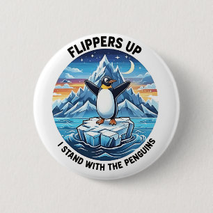 Grappige pinguïn verzet zich tegen protest tegen t ronde button 5,7 cm