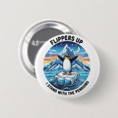Grappige pinguïn verzet zich tegen protest tegen t ronde button 5,7 cm (Voorkant /achterkant)
