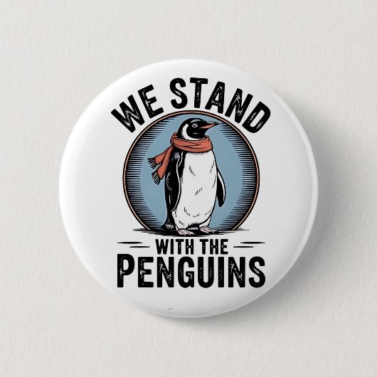 Grappige pinguïn verzet zich tegen protest tegen t ronde button 5,7 cm (Voorkant)
