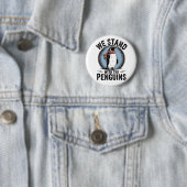 Grappige pinguïn verzet zich tegen protest tegen t ronde button 5,7 cm (In situ)