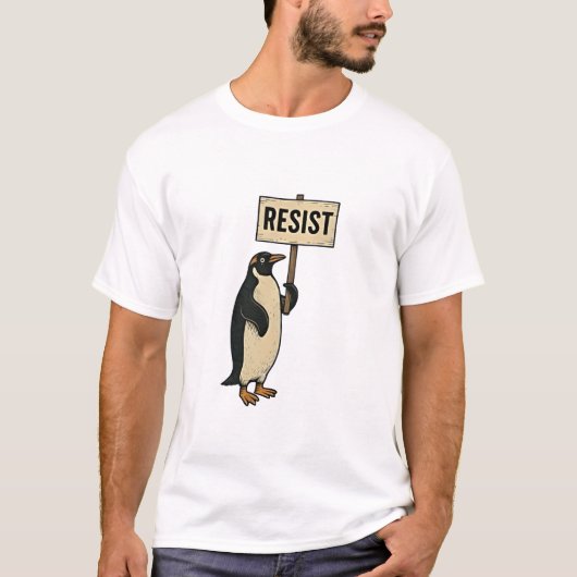Grappige pinguïn verzet zich tegen protest tegen t t-shirt (Voorkant)
