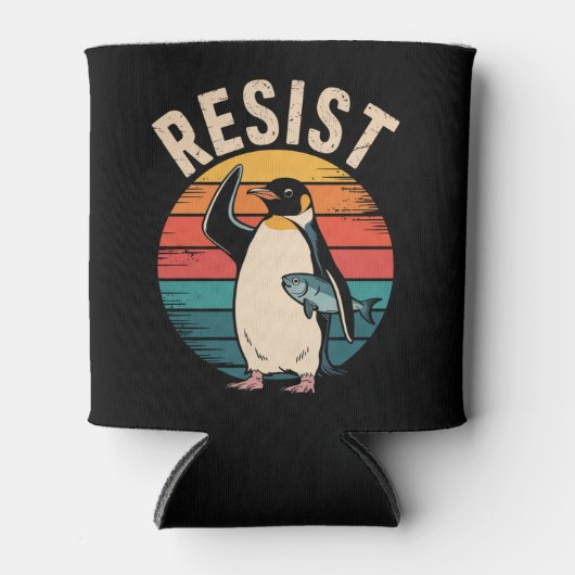 Grappige pinguïn verzet zich tegen tariefprotest blikjeskoeler (Voorkant)