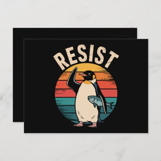 Grappige pinguïn verzet zich tegen tariefprotest briefkaart (Voorkant / Achterkant)