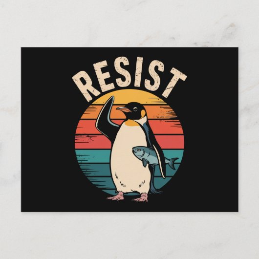 Grappige pinguïn verzet zich tegen tariefprotest briefkaart (Voorkant)