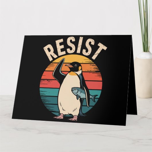 Grappige pinguïn verzet zich tegen tariefprotest kaart (Voorkant)