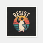 Grappige pinguïn verzet zich tegen tariefprotest servet (Voorkant)