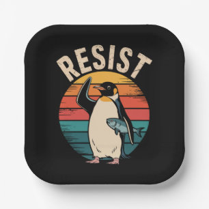 Grappige Pinguïn Verzetsprotest Tegen Tarieven  Papieren Bordje