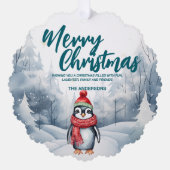 Grappige Pinguïn vogel Vrolijk kerstboom sneeuw Va Ornament Kaart (Voorkant)