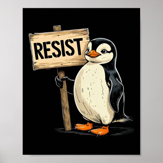 Grappige pinguïn weerstaan koele pinguïns weerstaa poster (Voorkant)