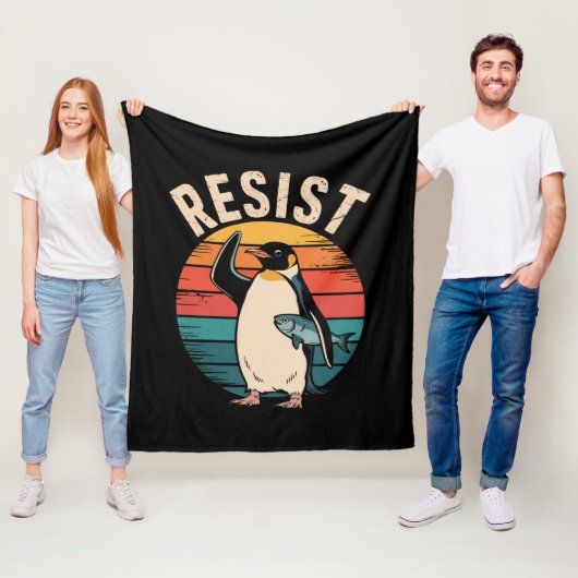 Grappige Pinguïn Weerstaat Protest Tegen Tarieven Fleece Deken (In situ)