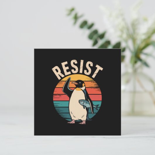 Grappige Pinguïn Weerstaat Protest Tegen Tarieven Kaart (Staand voorkant)