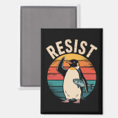 Grappige Pinguïn Weerstaat Protest Tegen Tarieven Magneet (Voorkant / Achterkant)