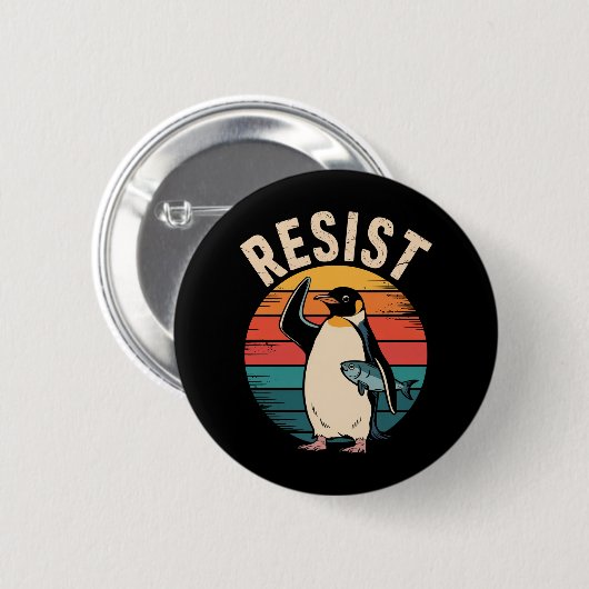 Grappige Pinguïn Weerstaat Protest Tegen Tarieven Ronde Button 5,7 Cm (Voorkant /achterkant)