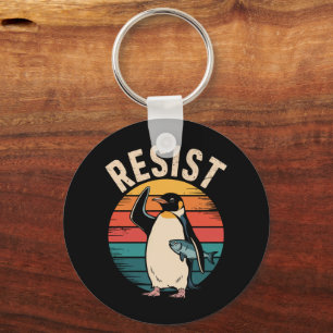 Grappige Pinguïn Weerstaat Protest Tegen Tarieven  Sleutelhanger