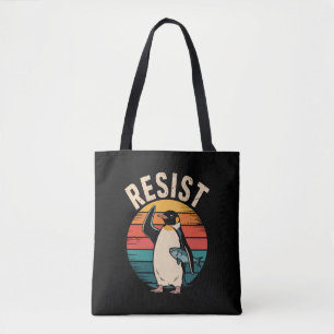 Grappige Pinguïn Weerstaat Protest Tegen Tarieven  Tote Bag