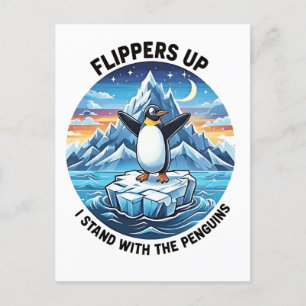 Grappige Pinguïn Weerstaat Protest Tegen Tarieven Uitnodiging Briefkaart
