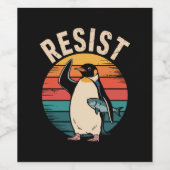 Grappige Pinguïn Weerstaat Protest Tegen Tarieven Wijn Etiket (Enkel label)
