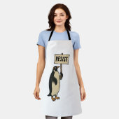 Grappige Pinguïn Weert Protest Tarief Af Schort (Gedragen)