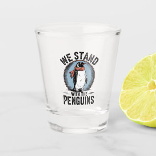 Grappige Pinguïn Weert Protest Tariefplan Af Shot Glas