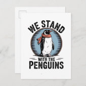 Grappige Pinguïn Weert Protest Tariefplan Af Uitnodiging Briefkaart (Voorkant / Achterkant)