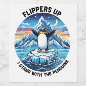 Grappige Pinguïn Weert Protest Tariefplan Af Wijn Etiket (Enkel label)