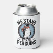 Grappige Pinguïn Weert Protest Tegen Tarieven Af Blikjeskoeler (Blikje Voorkant)