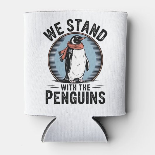 Grappige Pinguïn Weert Protest Tegen Tarieven Af Blikjeskoeler (Voorkant)